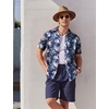 image:imageCOOFANDY Mens Hawaiian Shirts Short Sleeve Button Down Aloha Shirt Casual Beach ClothesNavy Blue White Flower
