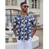 image:imageCOOFANDY Mens Hawaiian Shirts Short Sleeve Button Down Aloha Shirt Casual Beach ClothesNavy Blue White Flower
