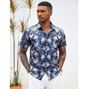 image:imageCOOFANDY Mens Hawaiian Shirts Short Sleeve Button Down Aloha Shirt Casual Beach ClothesNavy Blue White Flower