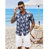 image:imageCOOFANDY Mens Hawaiian Shirts Short Sleeve Button Down Aloha Shirt Casual Beach ClothesNavy Blue White Flower