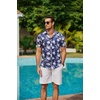 image:imageCOOFANDY Mens Hawaiian Shirts Short Sleeve Button Down Aloha Shirt Casual Beach ClothesNavy Blue White Flower