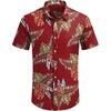 image:imageCOOFANDY Mens Hawaiian Shirts Short Sleeve Button Down Aloha Shirt Casual Beach ClothesRed Fern Leaves