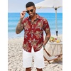 image:imageCOOFANDY Mens Hawaiian Shirts Short Sleeve Button Down Aloha Shirt Casual Beach ClothesRed Fern Leaves