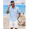 image:imageCOOFANDY Mens Hawaiian Shirts Short Sleeve Button Down Aloha Shirt Casual Beach ClothesSky Blue Palm Leaves