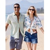 image:imageCOOFANDY Mens Hawaiian Shirts Short Sleeve Button Down Aloha Shirt Casual Beach ClothesWhite