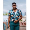 image:imageCOOFANDY Mens Hawaiian Shirts Short Sleeve Casual Button Down Tropical Beach ShirtBlack  Green Leaf
