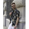 image:imageCOOFANDY Mens Hawaiian Shirts Short Sleeve Casual Button Down Tropical Beach ShirtBlack  Plam Leaf