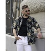 image:imageCOOFANDY Mens Hawaiian Shirts Short Sleeve Casual Button Down Tropical Beach ShirtBlack  Plam Leaf