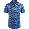 image:imageCOOFANDY Mens Hawaiian Shirts Short Sleeve Casual Button Down Tropical Beach ShirtBlack  Royal Blue Leaf