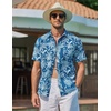 image:imageCOOFANDY Mens Hawaiian Shirts Short Sleeve Casual Button Down Tropical Beach ShirtBlue  White Plam Leaf