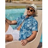 image:imageCOOFANDY Mens Hawaiian Shirts Short Sleeve Casual Button Down Tropical Beach ShirtBlue  White Plam Leaf