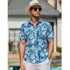 image:imageCOOFANDY Mens Hawaiian Shirts Short Sleeve Casual Button Down Tropical Beach ShirtBlue  White Plam Leaf