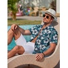 image:imageCOOFANDY Mens Hawaiian Shirts Short Sleeve Casual Button Down Tropical Beach ShirtGreen  White Floral