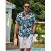 image:imageCOOFANDY Mens Hawaiian Shirts Short Sleeve Casual Button Down Tropical Beach ShirtGreen  White Floral