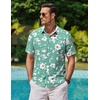 image:imageCOOFANDY Mens Hawaiian Shirts Short Sleeve Casual Button Down Tropical Beach ShirtLight Green  White Floral
