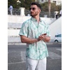 image:imageCOOFANDY Mens Hawaiian Shirts Short Sleeve Casual Button Down Tropical Beach ShirtLight Green  White Leaf