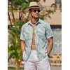 image:imageCOOFANDY Mens Hawaiian Shirts Short Sleeve Casual Button Down Tropical Beach ShirtLight Green  White Leaf