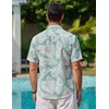 image:imageCOOFANDY Mens Hawaiian Shirts Short Sleeve Casual Button Down Tropical Beach ShirtLight Green  White Leaf