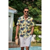 image:imageCOOFANDY Mens Hawaiian Shirts Short Sleeve Casual Button Down Tropical Beach ShirtLight Yellow  Navy Blue