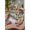 image:imageCOOFANDY Mens Hawaiian Shirts Short Sleeve Casual Button Down Tropical Beach ShirtLight Yellow  Navy Blue