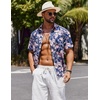 image:imageCOOFANDY Mens Hawaiian Shirts Short Sleeve Casual Button Down Tropical Beach ShirtNavy Blue  Pink Floral