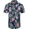 image:imageCOOFANDY Mens Hawaiian Shirts Short Sleeve Casual Button Down Tropical Beach ShirtNavy Blue  Plam Leaf