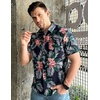 image:imageCOOFANDY Mens Hawaiian Shirts Short Sleeve Casual Button Down Tropical Beach ShirtNavy Blue  Plam Leaf