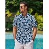 image:imageCOOFANDY Mens Hawaiian Shirts Short Sleeve Casual Button Down Tropical Beach ShirtNavy Blue  White Leaf