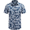image:imageCOOFANDY Mens Hawaiian Shirts Short Sleeve Casual Button Down Tropical Beach ShirtNavy Blue  White Leaf