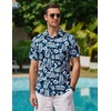image:imageCOOFANDY Mens Hawaiian Shirts Short Sleeve Casual Button Down Tropical Beach ShirtNavy Blue  White Leaf