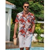 image:imageCOOFANDY Mens Hawaiian Shirts Short Sleeve Casual Button Down Tropical Beach ShirtPink  Red Floral