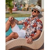image:imageCOOFANDY Mens Hawaiian Shirts Short Sleeve Casual Button Down Tropical Beach ShirtPink  Red Floral