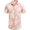 image:imageCOOFANDY Mens Hawaiian Shirts Short Sleeve Casual Button Down Tropical Beach ShirtPink  White Floral