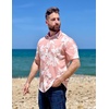 image:imageCOOFANDY Mens Hawaiian Shirts Short Sleeve Casual Button Down Tropical Beach ShirtPink  White Floral