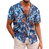 image:imageCOOFANDY Mens Hawaiian Shirts Short Sleeve Casual Button Down Tropical Beach ShirtRoyal Blue  Red Leaf