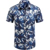 image:imageCOOFANDY Mens Hawaiian Shirts Short Sleeve Casual Button Down Tropical Beach ShirtRoyal Blue  White Leaf