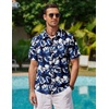 image:imageCOOFANDY Mens Hawaiian Shirts Short Sleeve Casual Button Down Tropical Beach ShirtRoyal Blue  White Leaf