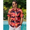 image:imageCOOFANDY Mens Hawaiian Shirts Short Sleeve Casual Button Down Tropical Beach ShirtSunset Red
