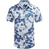 image:imageCOOFANDY Mens Hawaiian Shirts Short Sleeve Casual Button Down Tropical Beach ShirtWhite  Blue Floral