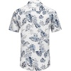 image:imageCOOFANDY Mens Hawaiian Shirts Short Sleeve Casual Button Down Tropical Beach ShirtWhite  Light Blue Leaf
