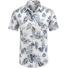 image:imageCOOFANDY Mens Hawaiian Shirts Short Sleeve Casual Button Down Tropical Beach ShirtWhite  Light Blue Leaf