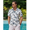 image:imageCOOFANDY Mens Hawaiian Shirts Short Sleeve Casual Button Down Tropical Beach ShirtWhite  Light Blue Leaf