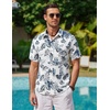 image:imageCOOFANDY Mens Hawaiian Shirts Short Sleeve Casual Button Down Tropical Beach ShirtWhite  Light Blue Leaf
