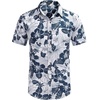 image:imageCOOFANDY Mens Hawaiian Shirts Short Sleeve Casual Button Down Tropical Beach ShirtWhite  Navy Blue Floral
