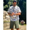 image:imageCOOFANDY Mens Hawaiian Shirts Short Sleeve Casual Button Down Tropical Beach ShirtWhite  Purple Leaf