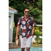image:imageCOOFANDY Mens Hawaiian Shirts Short Sleeve Casual Button Down Tropical Beach ShirtWine Red  Black
