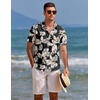 image:imageCOOFANDY Mens Hawaiian Shirts Short Sleeve Tropical Button Down Shirts Floral Summer Beach ShirtBlack  Khaki Leaves