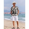 image:imageCOOFANDY Mens Hawaiian Shirts Short Sleeve Tropical Button Down Shirts Floral Summer Beach ShirtBlack  Khaki Leaves