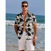 image:imageCOOFANDY Mens Hawaiian Shirts Short Sleeve Tropical Button Down Shirts Floral Summer Beach ShirtBlack  Khaki Leaves
