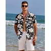 image:imageCOOFANDY Mens Hawaiian Shirts Short Sleeve Tropical Button Down Shirts Floral Summer Beach ShirtBlack  White Flower
